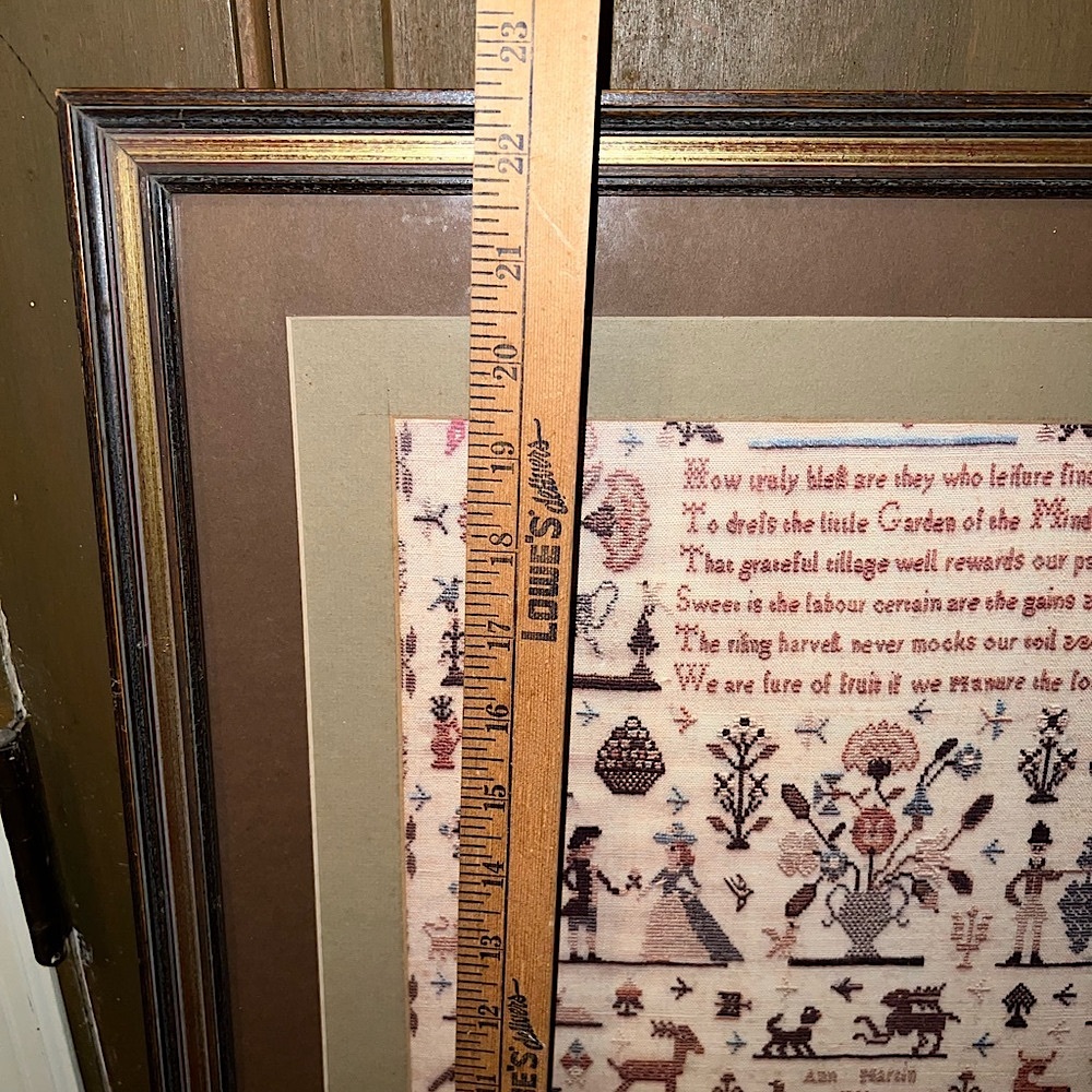 Framed Vintage Needlepoint Art 1808 by Ann Martin “On Diligence” - Picture 8 of 9